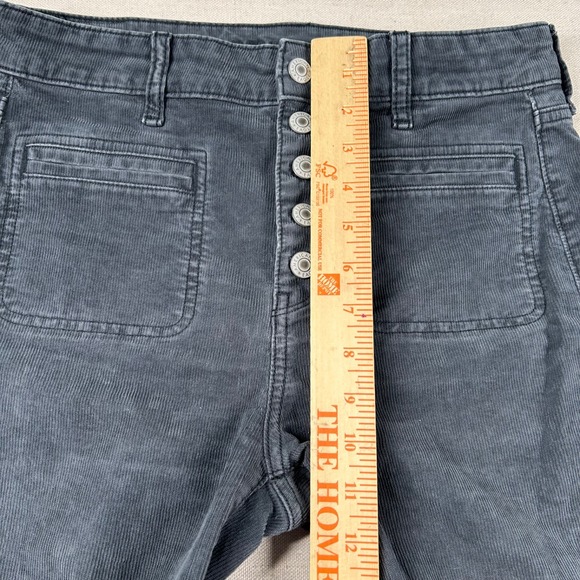 American‎ Eagle Coduroy Pants Womens 6 Super High Rise Flare Bell Bottoms Gray - Picture 9 of 11
